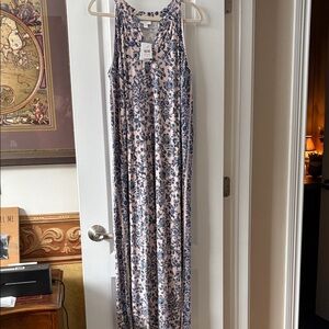 J. Jill Blue and Pink Floral Maxi Dress